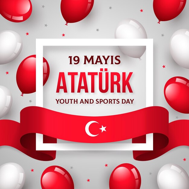 Gradient commemoration of ataturk, youth and sports day illustration