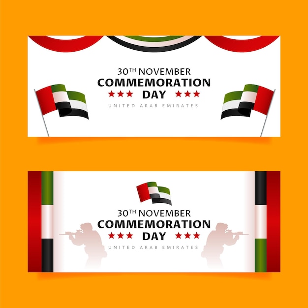 Gradient commemoration day horizontal banners set