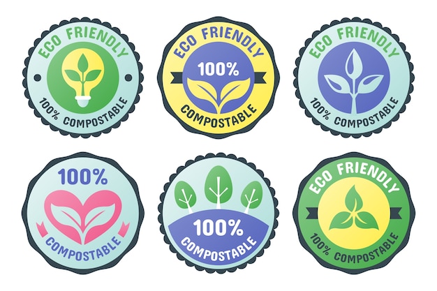 Free vector gradient  compostable labels set