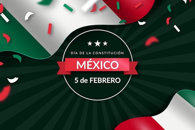 Gradient constitution day wallpaper with mexican flag