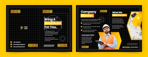 Gradient construction brochure template