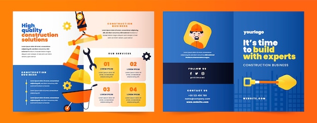 Gradient construction brochure template