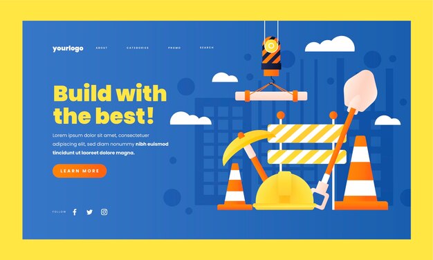 Gradient construction landing page