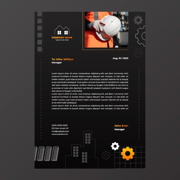 Gradient construction letterhead template