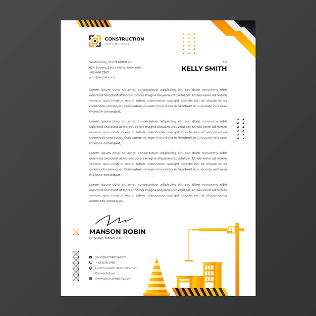 Gradient construction project letterhead