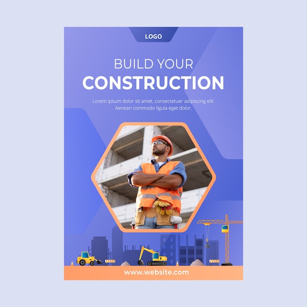 Free Vector gradient construction project poster template