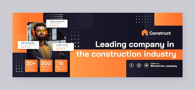 Free Vector gradient construction social media cover template