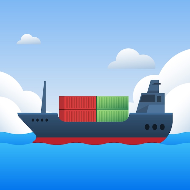 Gradient container ship illustration