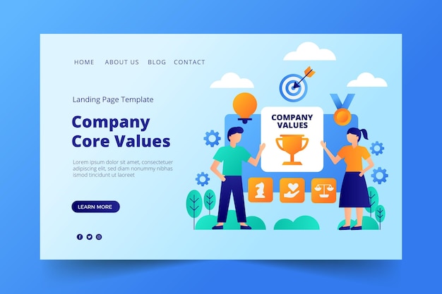 Free Vector gradient core values landing page