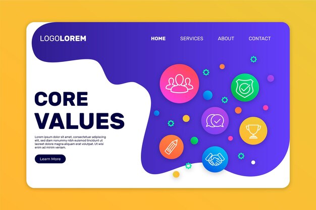 Gradient core values landing page