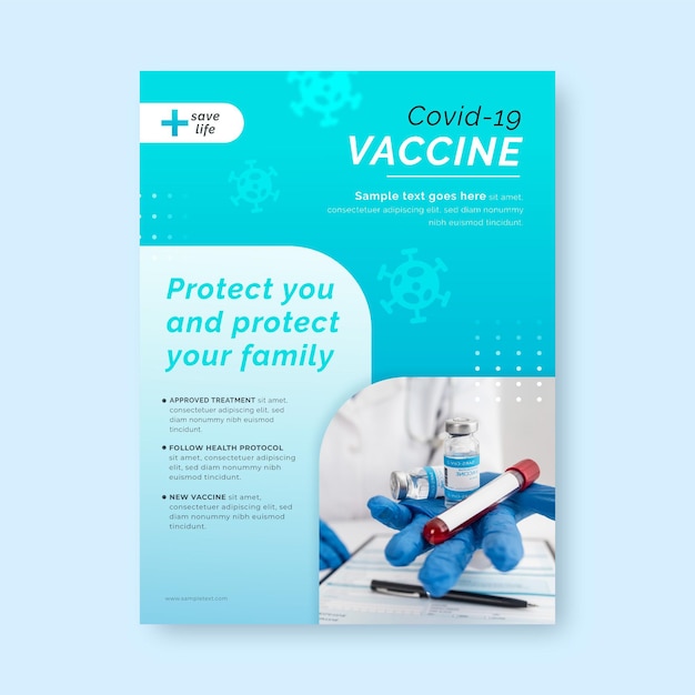 Gradient coronavirus vaccination vertical flyer template