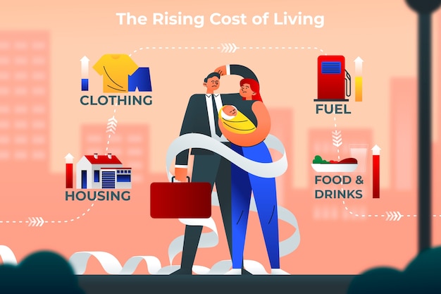 Free Vector gradient cost of living infographic