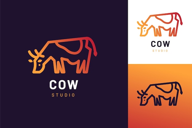 Gradient cow logo design