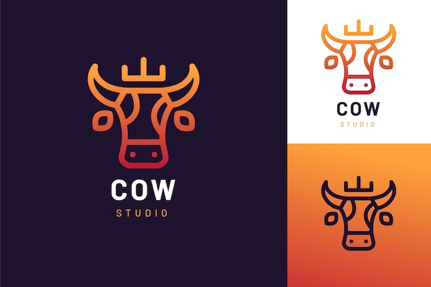 Gradient cow logo design