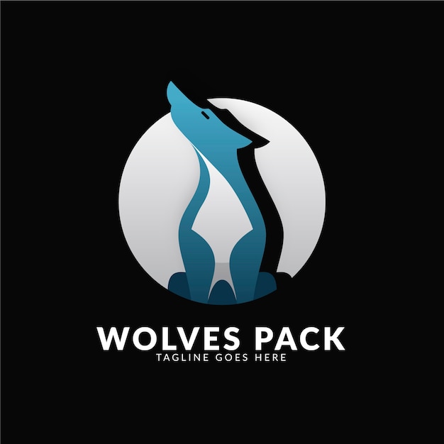 Gradient creative wolfpack logo template