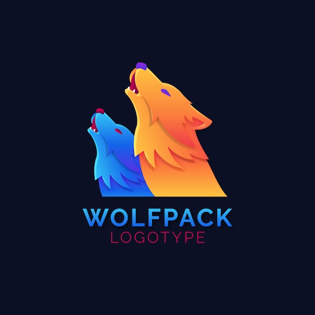 Gradient creative wolfpack logo template