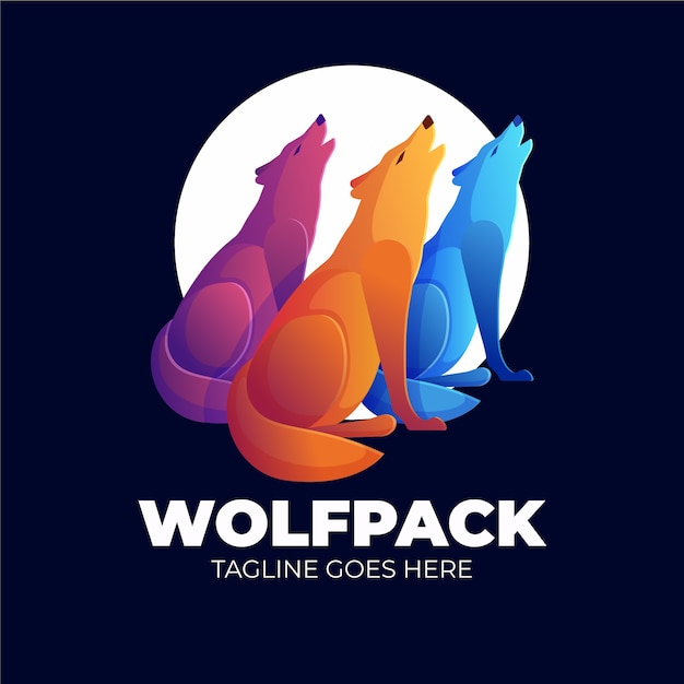 Gradient creative wolfpack logo template