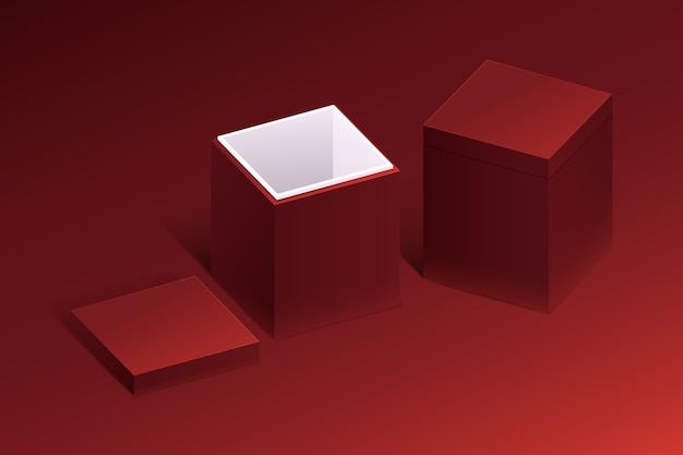 Free Vector gradient cube box mockup illustration