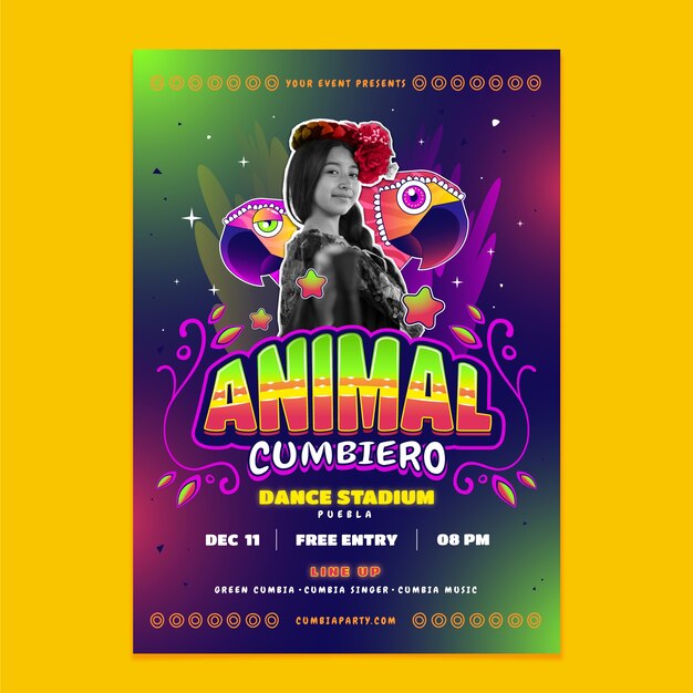 Gradient cumbia  party poster template