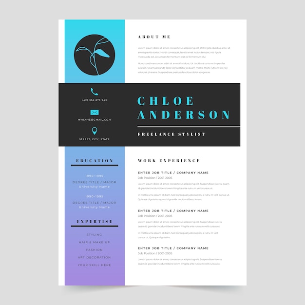 Gradient cv template design