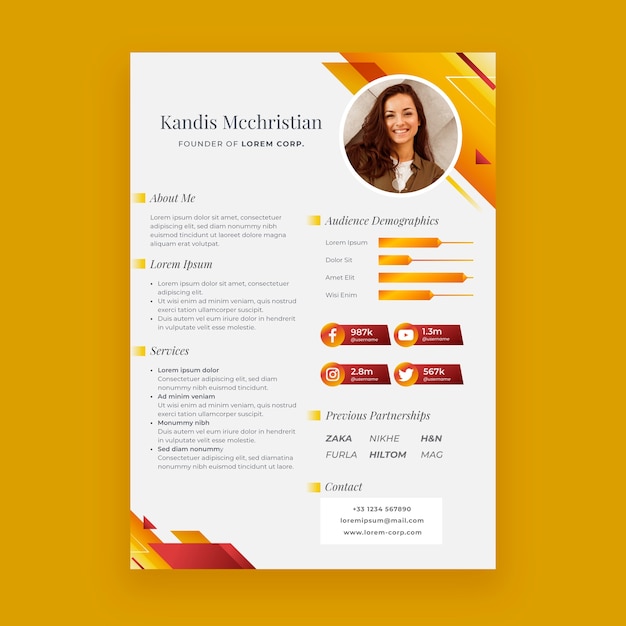 Gradient cv template design
