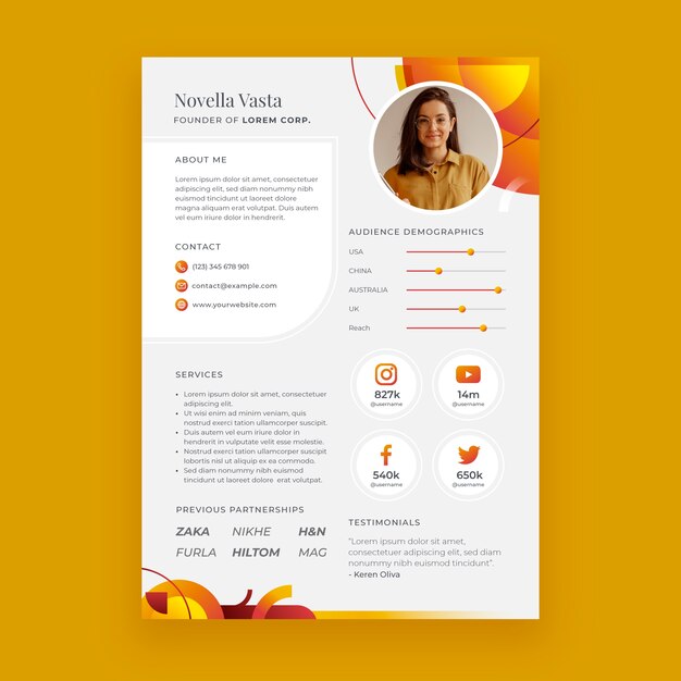 Gradient cv template design