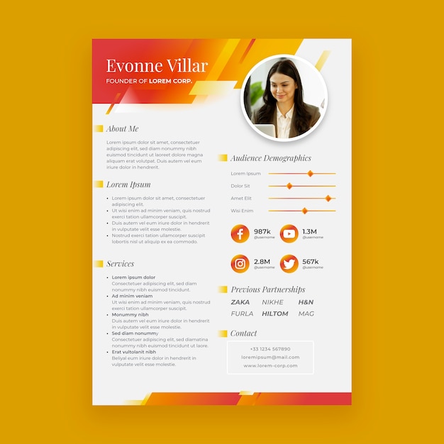 Gradient cv template design