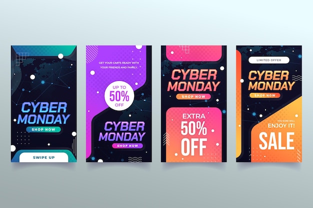 Gradient cyber monday instagram stories collection