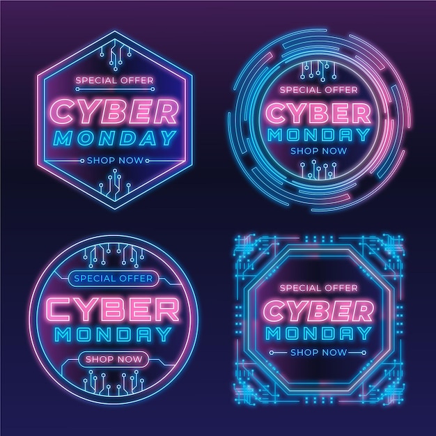 Free Vector gradient cyber monday labels collection