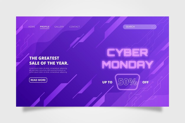 Gradient cyber monday landing page template