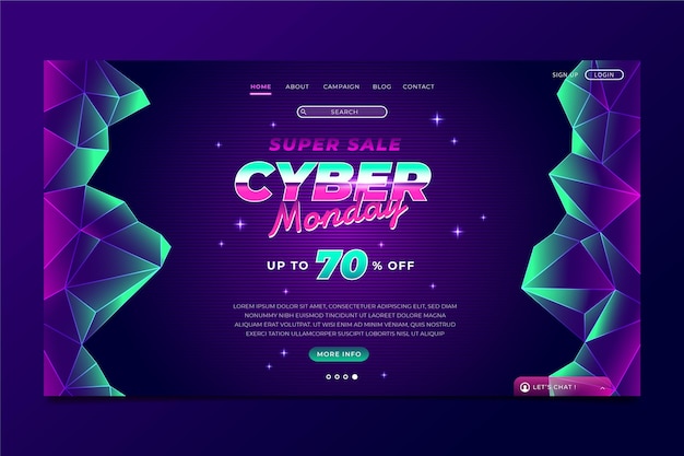 Gradient cyber monday landing page template