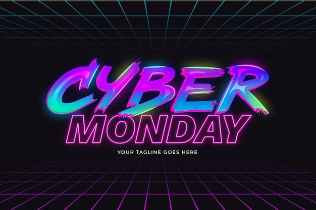 Gradient cyber monday neon lettering