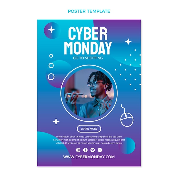 Gradient cyber monday poster template