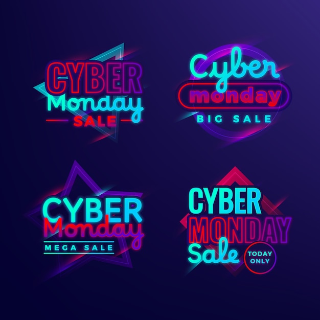 Free Vector gradient cyber monday text illustration set