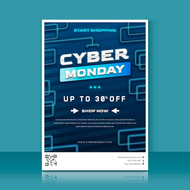 Gradient cyber monday vertical poster template