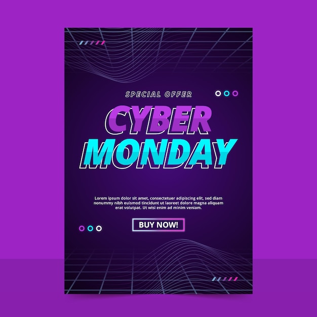 Gradient cyber monday vertical poster template