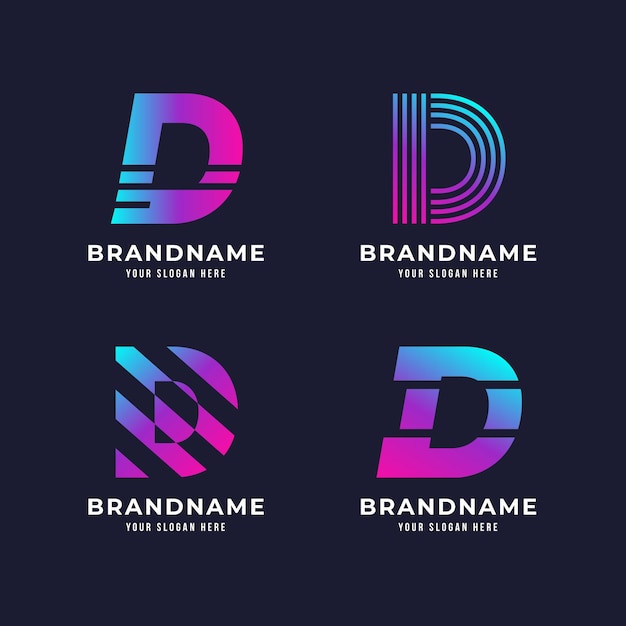 Free Vector gradient d logo template collection