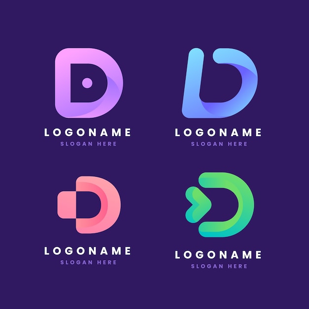 Free Vector gradient d logo template collection