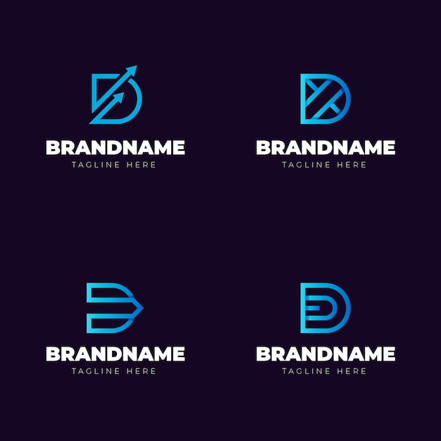 Free Vector gradient d logo template collection