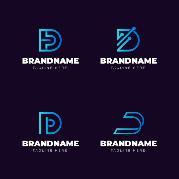 Free Vector gradient d logo template collection