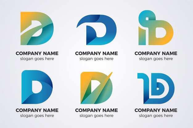 Gradient d logo template collection