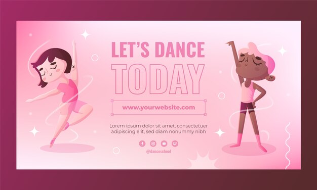 Gradient dance school facebook template