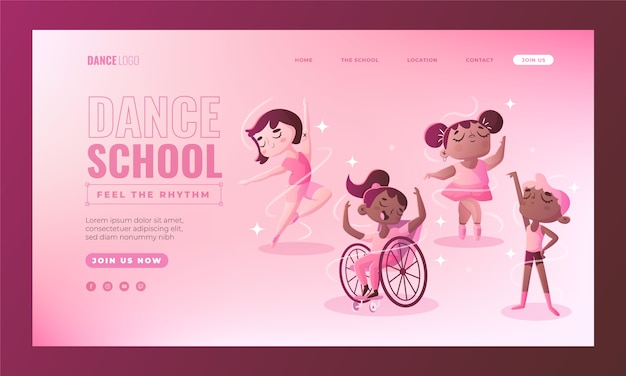 Gradient dance school landing page