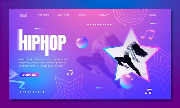 Gradient dance school landing page