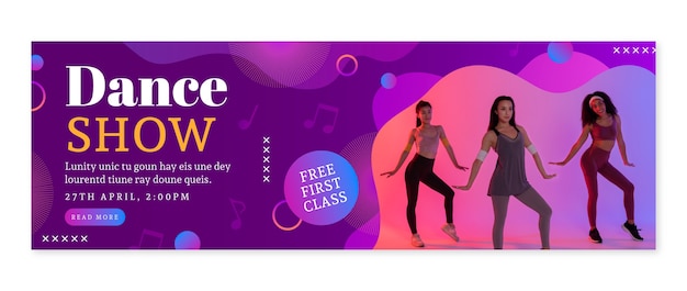 Gradient dance show twitter header template