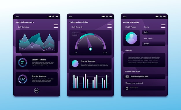 Gradient dark mode app template