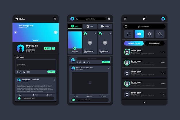 Gradient dark mode app template