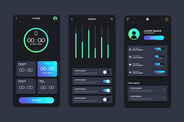 Gradient dark mode app template