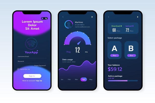 Gradient dark mode app template