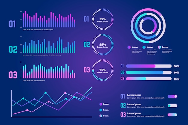 Gradient dashboard template element collection